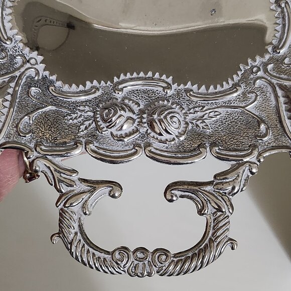 Vintage Silver-Plated Nut Bowl Embossed Floral Ornate Shallow Bowl With Feet - Picture 5 of 10